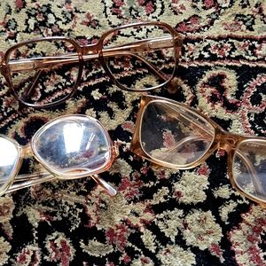 Vintage 1980s, set of 3 Stylish amber tortoiseshell women's eyeglass frames